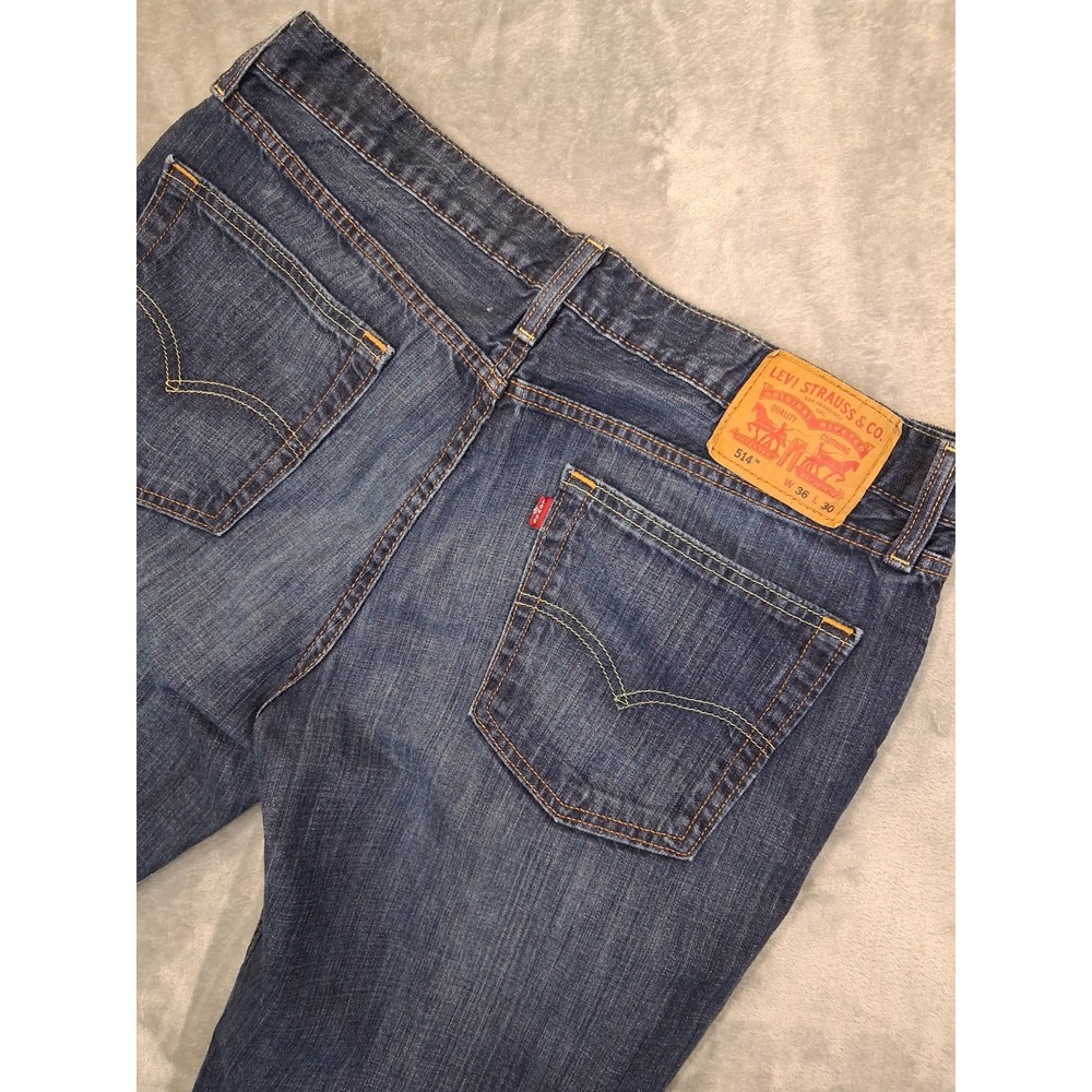 Levis 514 Straight Fit Mens Jeans‎ Blue Denim 36x30 Medium Dark Wash 4001